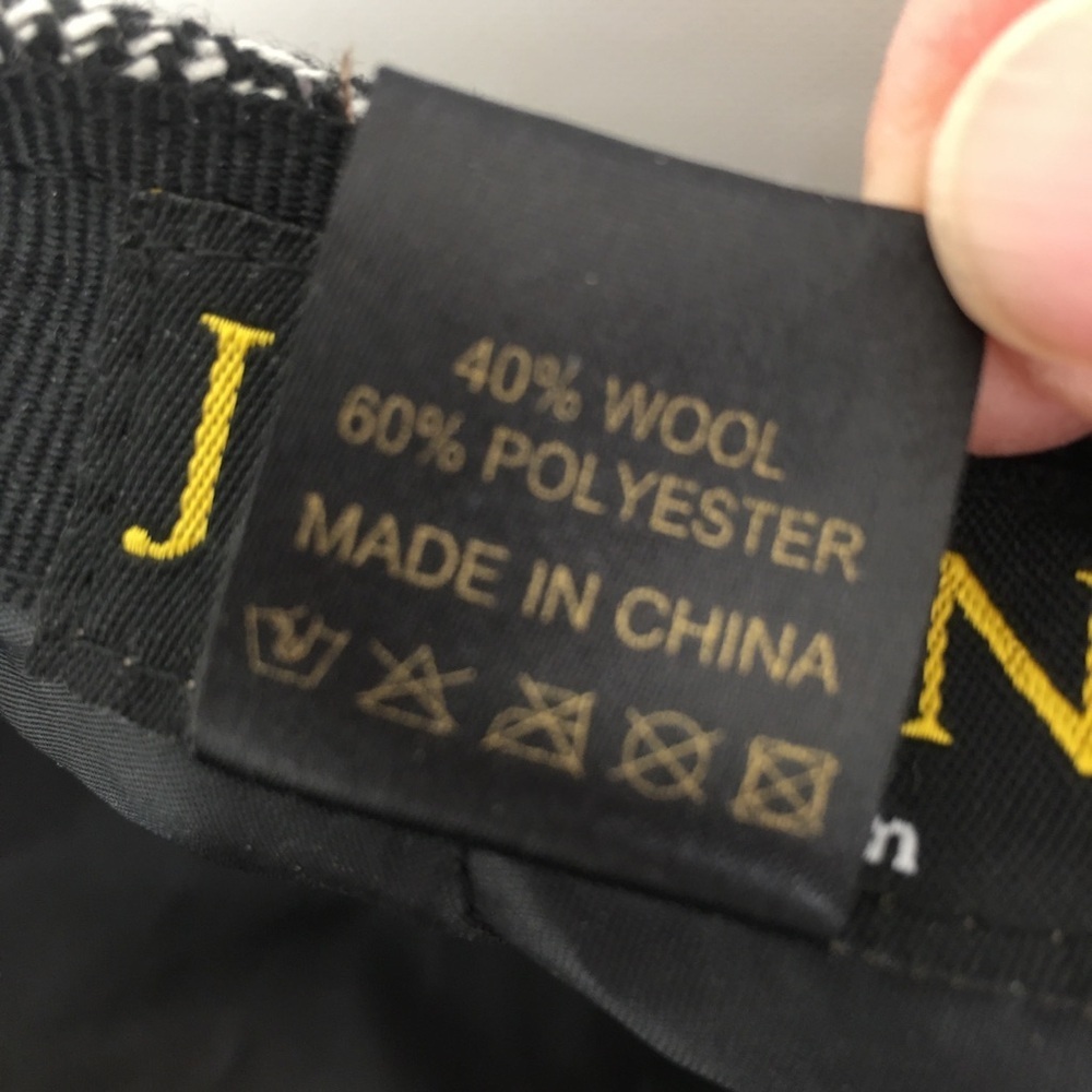 Jaxon Men’s Newsboy Wool Herringbone Cap Flat Hat Black White Size Small - Picture 9 of 10